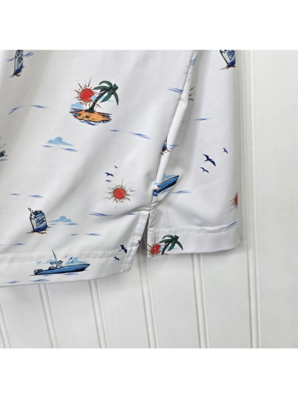 Scales Polo Shirt Mens XL White Nautical Boat Tropical Fishing Golf Booze Cruz - Picture 8 of 9